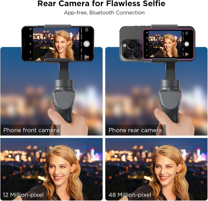 sunpin Vlog Selfie Monitor Screen, Wireless 4K/1080p Back Camera Monitor for iPhone & Android, Built-in Speaker for YouTube TikTok Live Streaming (Purple) - Image 3